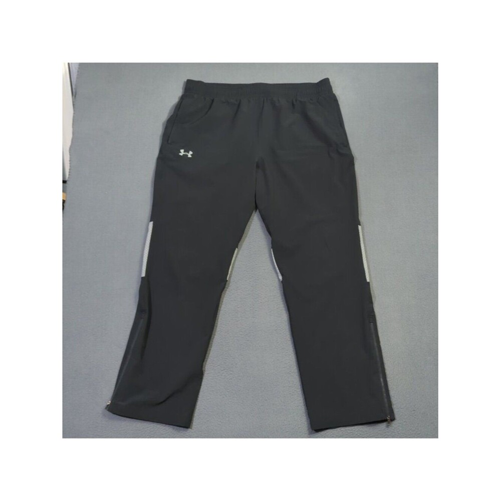Under Armour Pants Men's XL Black Steel Squad Woven Warm Up Athletic Ankle Zip